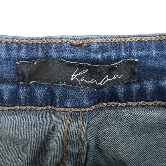 KanCan Womens Dark Wash Low Rise Distressed Raw Hem Skinny Jeans 25‎ - Picture 7 of 8